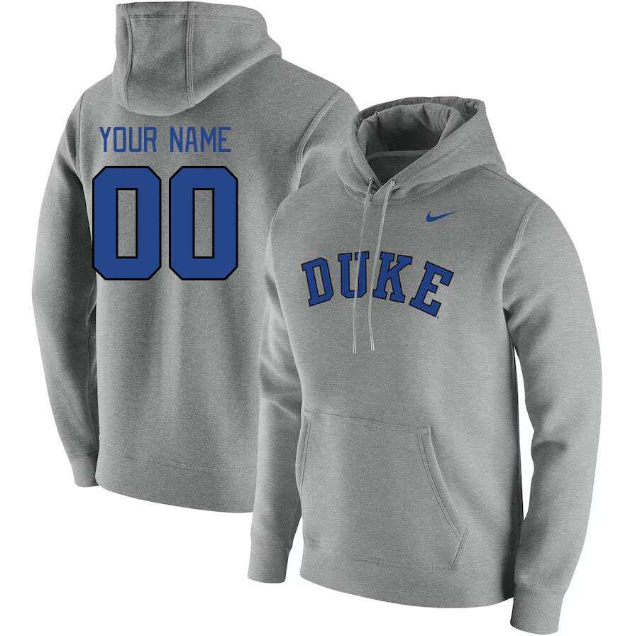 Custom Duke Blue Devils Name And Number College Hoodie-Gray